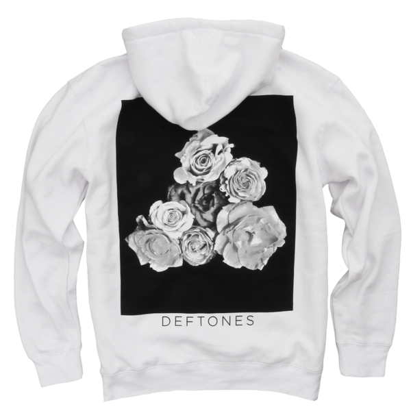 white sweatshirt with roses